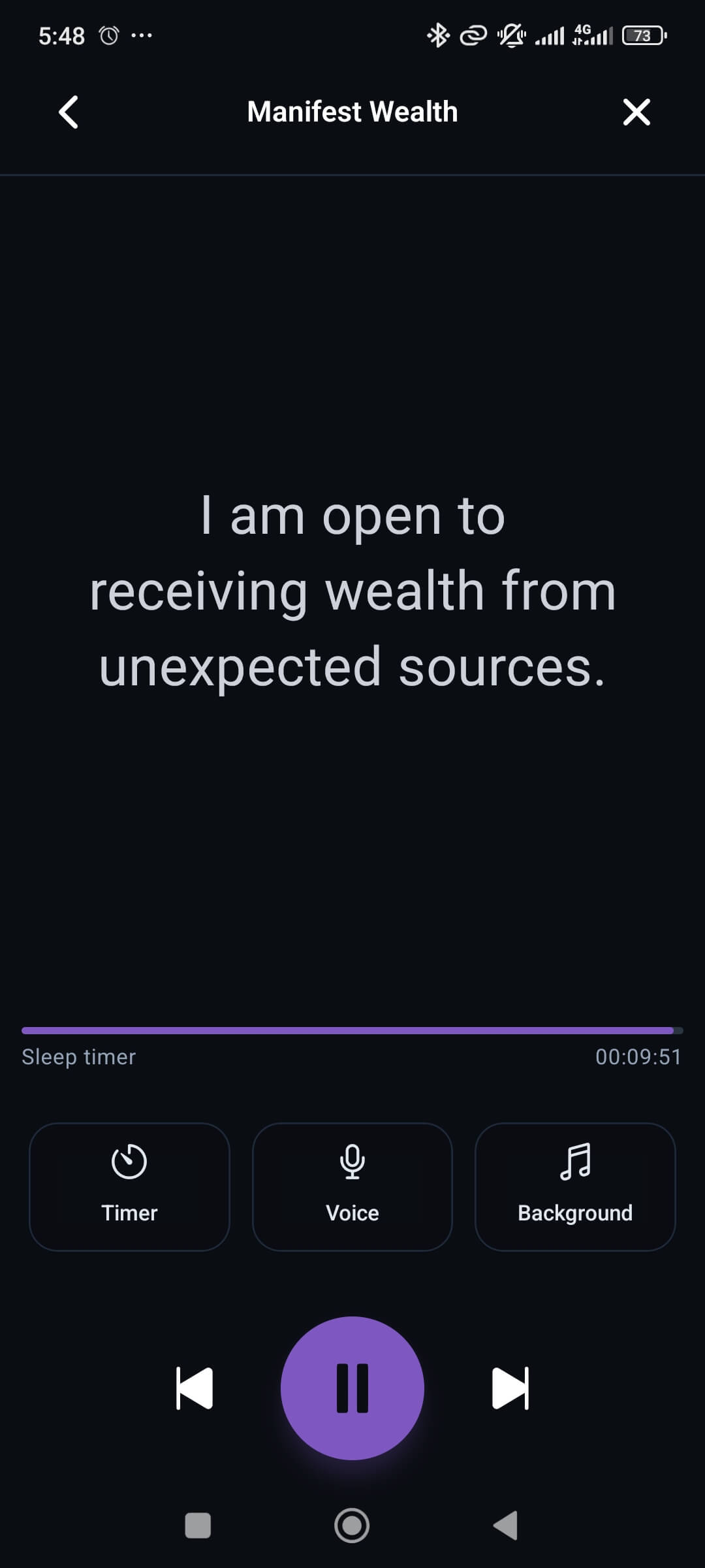 Affirmation Player Screen
